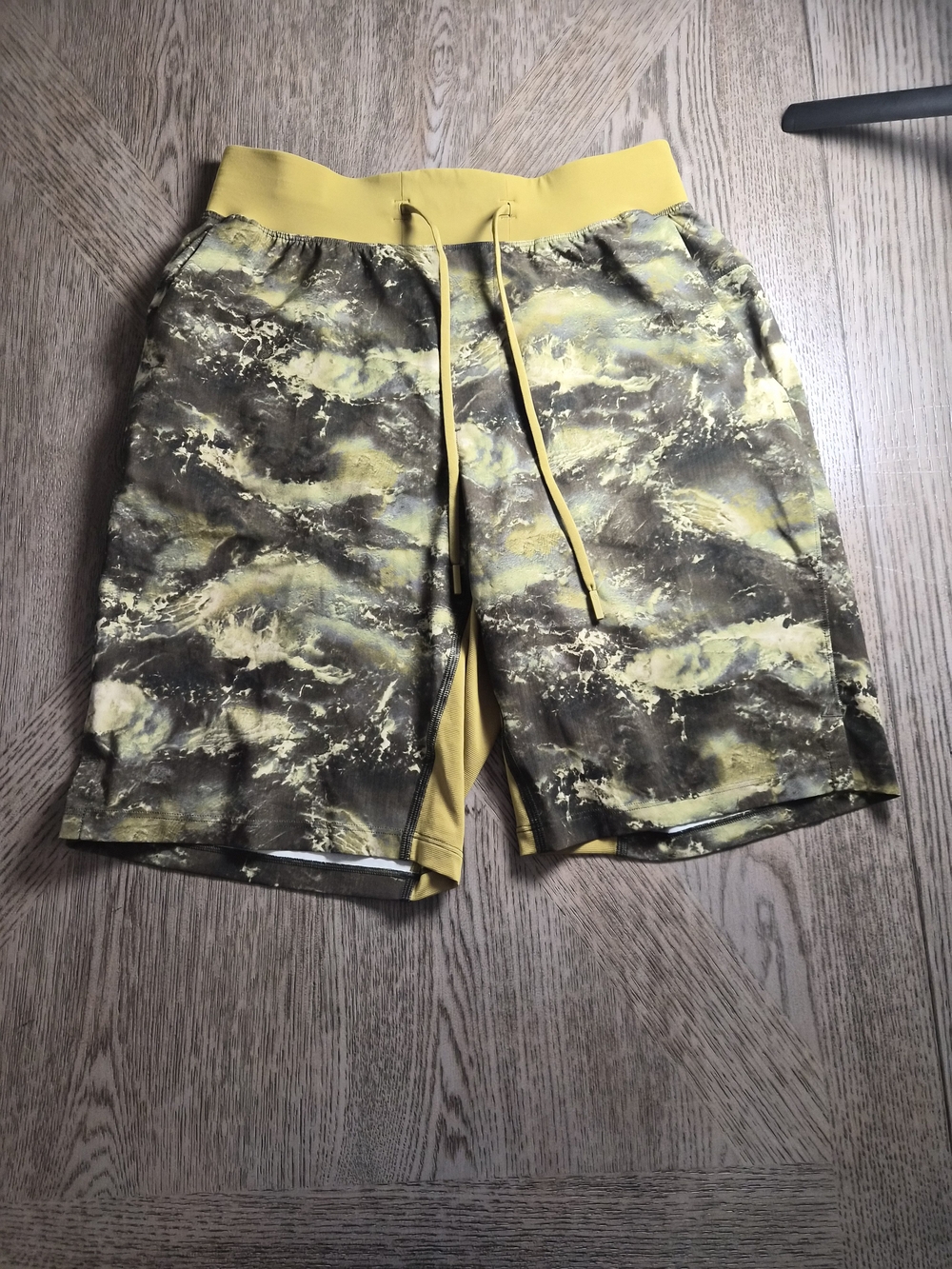 lululemon athletica Yellow Marble-Print Athletic Shorts